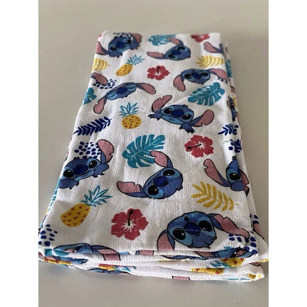 2‎ Pack Disney Stitch Faces Kitchen Towels Pineapple Hibiscus Tropical 16 X 26”